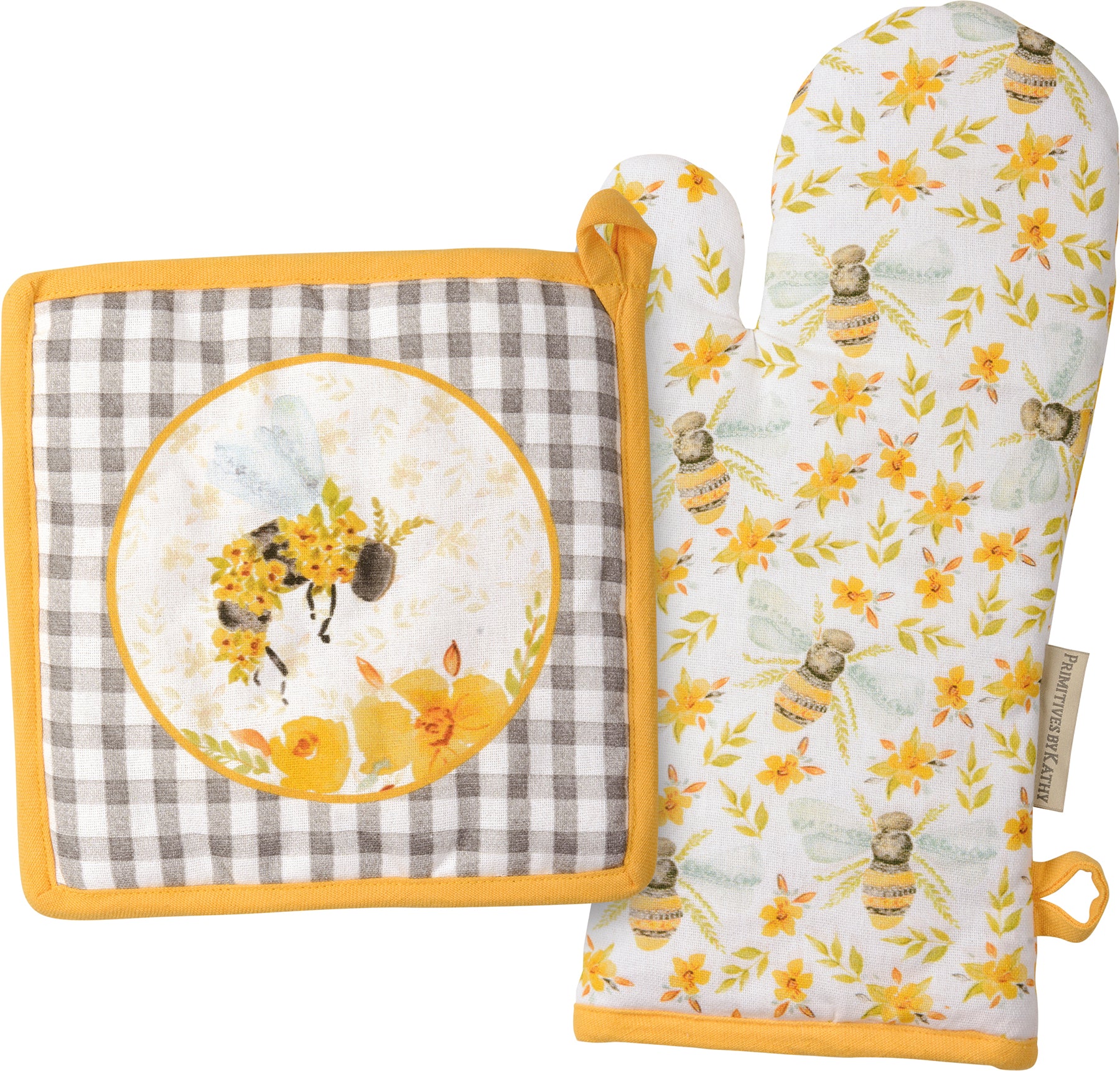  Funny Bees Honey Left-Hand Oven Mitt and Pot Holders Sets of 2,  Yellow Beehive BBQ Silicone Gloves of Durable, Cooking Heat Resistant Pads  Mats : Patio, Lawn & Garden